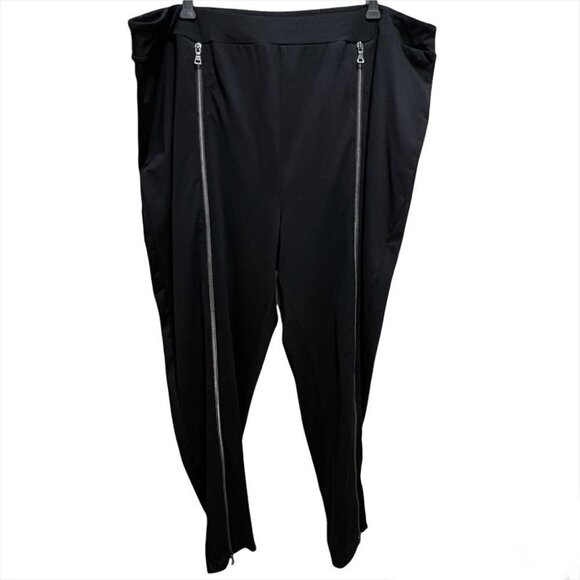 SIZE 20 Addition Elle Nadia Aboulhosn Love & Legend Black Zipper  Leggings - Picture 2 of 10